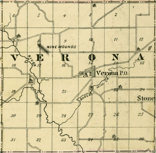 Map of Verona in Dane County.