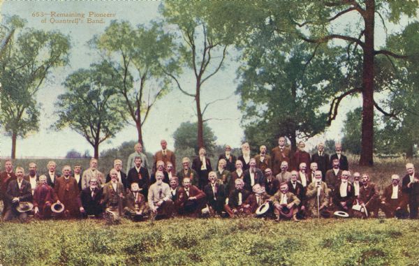 A group portrait of former members of "Quantrell's Band" at a reunion.