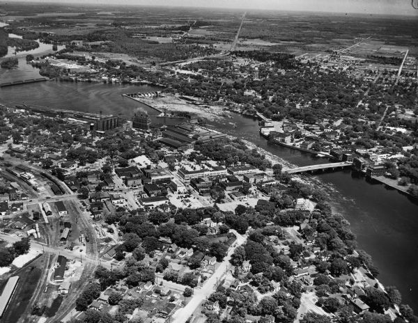 An aerial view of Wisconsin Rapids.