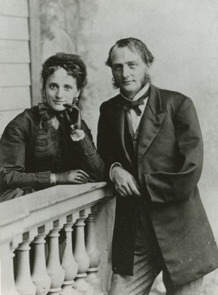 Studio portrait of Governor Lucius Fairchild, and his wife, Frances (Bull) Fairchild.