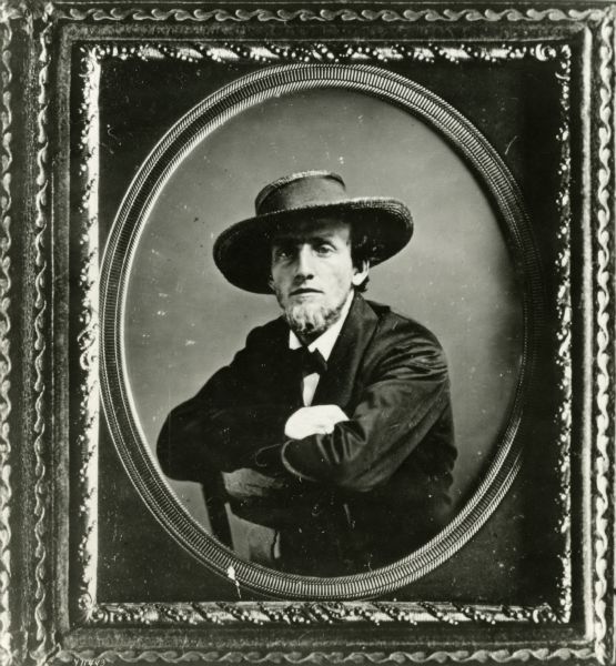 Pre-Civil War portrait of Lucius Fairchild wearing a hat.