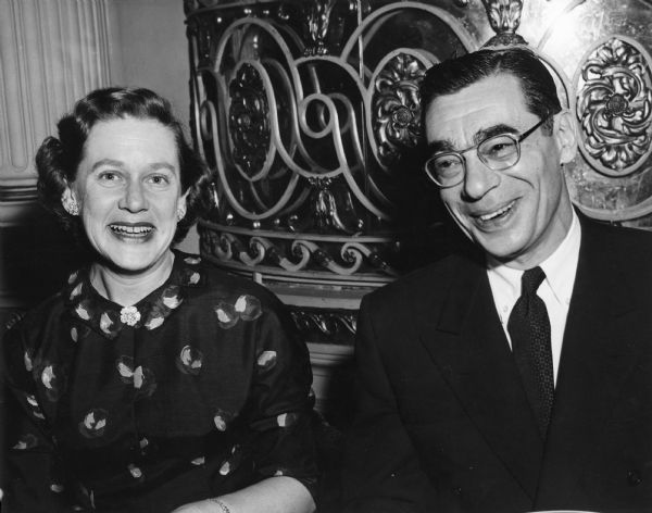 Dorothy Thompson and Elmer Berger are seated together, smiling.