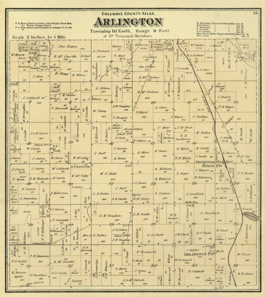 Columbia County Atlas Arlington Township 10 North Range 9 East.