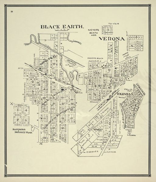 A plat map of the village of Verona in Dane County.