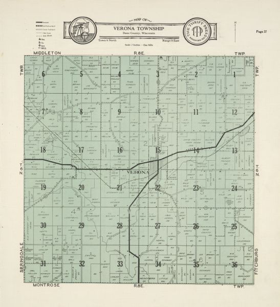A map of the township of Verona, Wisconsin.