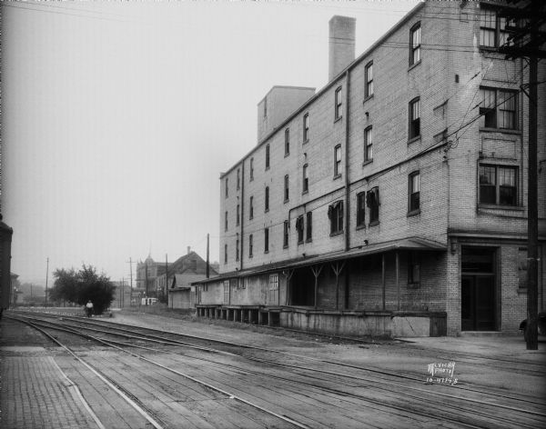 Kroger Grocery and Baking Company produce warehouse, 634 West Washington Avenue, view of the railroad siding and loading dock.