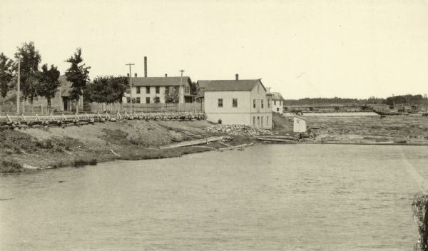View of the boom company office and the site of the old trading post.