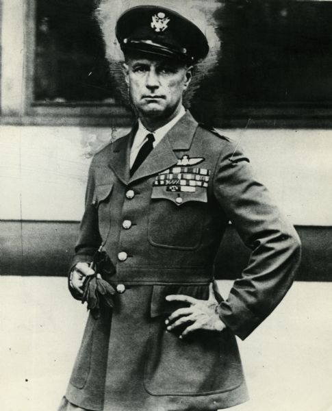 Three-quarter length portrait of General William Mitchell in military uniform.