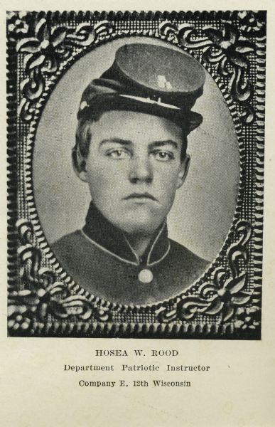 Photograph of cased image portrait of Hosea Rood in Civil War uniform.