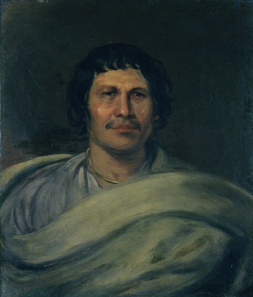 Oil portrait of Wa-bo-kia-skiek or White Cloud the Prophet.
