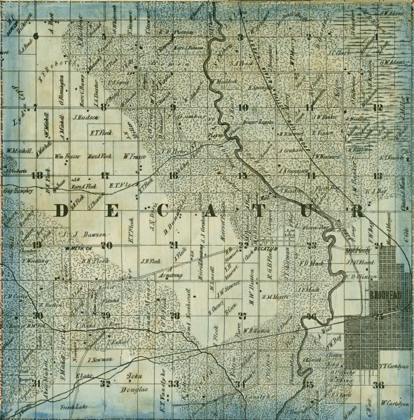 A detail from a map of Green County, showing only Decatur.