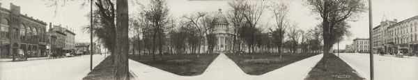 Haines Photo Co. panoramic photo of Madison's Capitol Square, taken from the King Street corner.