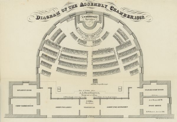 Diagram and seating chart for the Wisconsin State Assembly.