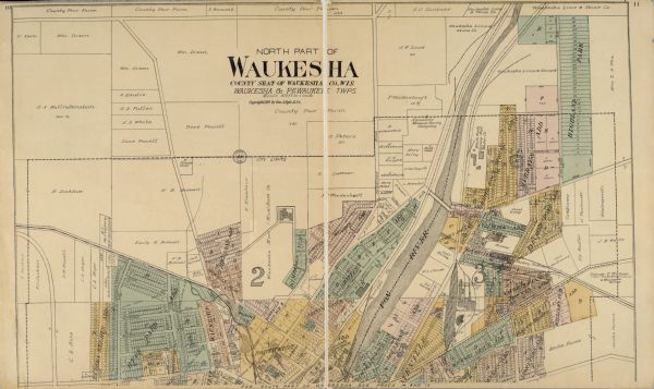 North part of Waukesha County. From Atlas of Waukesha County. Pages 10 - 11.