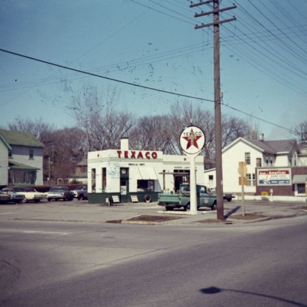 View from intersection of Texaco Station and sign located at 448 Park Street owned by Gerald Tifft.