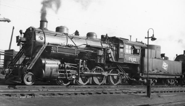 Left side view of locomotive engine no. 7131 in Milwaukee.