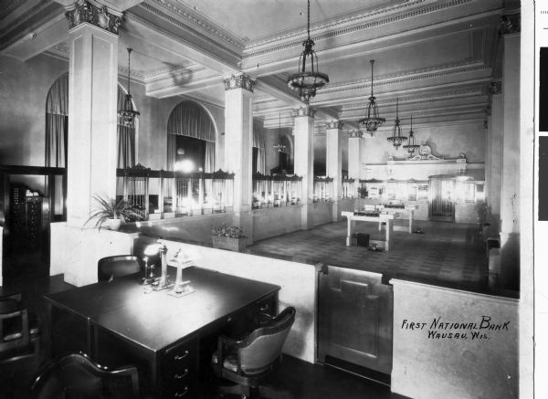 Interior view of the First National Bank.