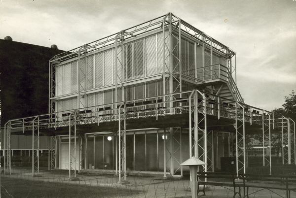 Exterior view of Keck and Keck's "Crystal House" on display at the 1934 World's Fair in Chicago, Illinois.