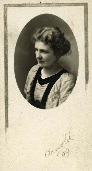 Portrait of Catherine Lee Tobin Wright, first wife of architect Frank Lloyd Wright.
