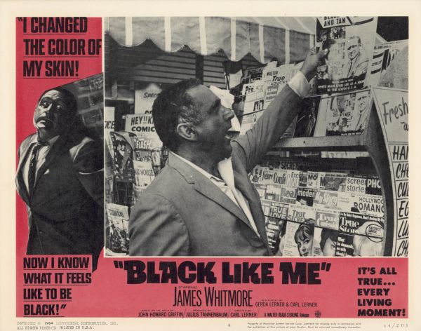 Lobby card for the Walter Reade-Sterling film "Black Like Me," including a scene of James Whitmore (playing John Horton).