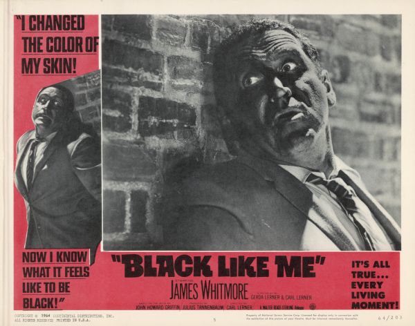 Lobby card for the Walter Reade-Sterling film "Black Like Me," including a scene of James Whitmore (playing John Horton).