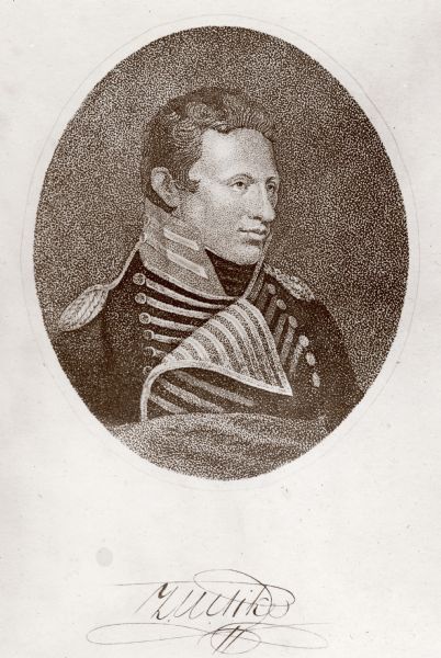 Copy of a steel engraved portrait of Zebulon Montgomery Pike.