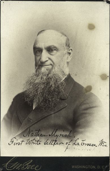 Portrait of Nathan Myrick, first white settler of La Crosse.