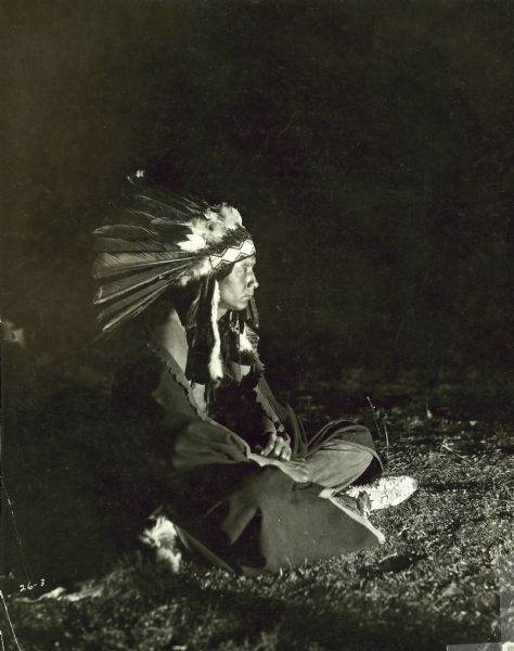 Movie still from the Hodkinson silent film "The Goddess of Lost Lake," featuring Monte Blue as "an Indian prince," according to the caption.