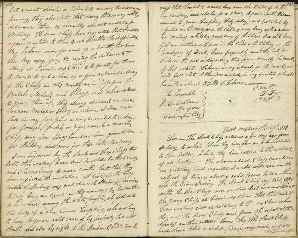 Two pages of a letter written by Thomas Forsyth.