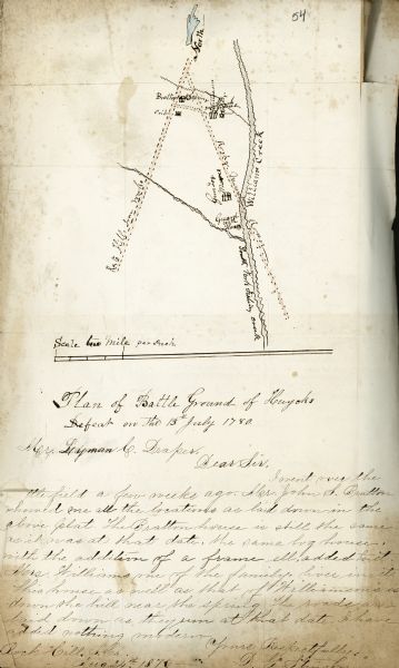 Hand-drawn plan of the battleground of Huycks.
