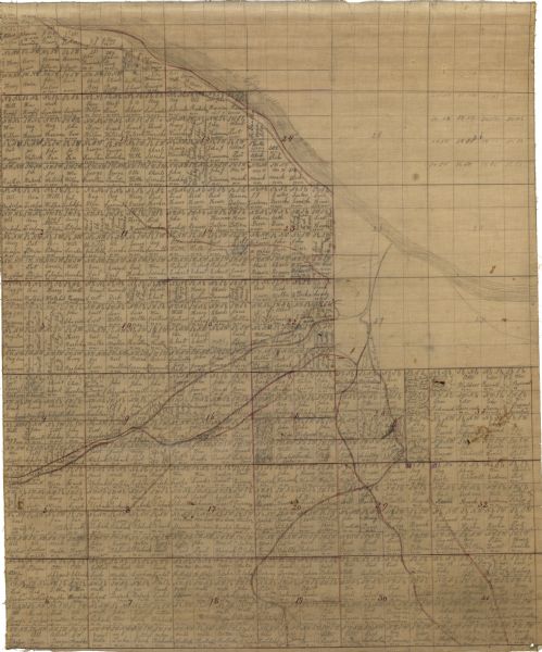 Hand-drawn plat of Anhapee Township.