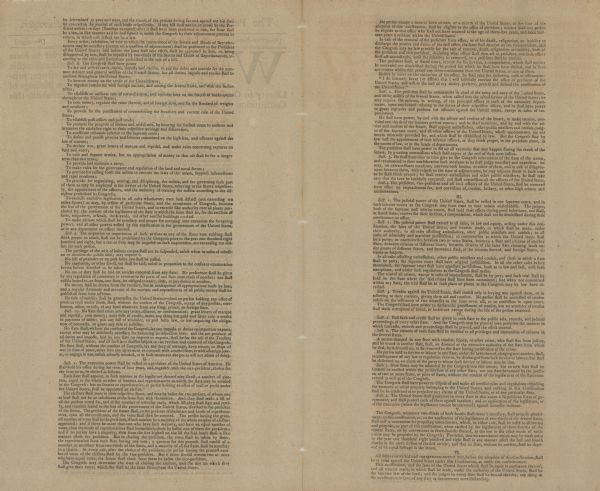 The first printing of the United States Constitution found in the "Pennsylvania Packet," and "Daily Advertiser."