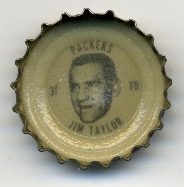 Inside of Coke bottle cap with a head shot of Packers full back, #37 Jim Taylor.