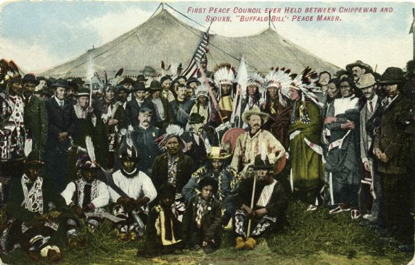 Buffalo Bill Cody at Peace Meeting with Sioux and Chippewa Indians