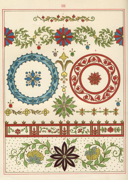 Color plate number III from Susan Frackelton's <i>Tried by Fire</i> showing a Vinenna style of decoration.