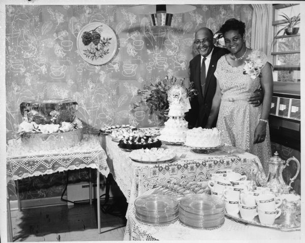 Beatrice (Bea) and Carson Gulley posing together at their 25th wedding anniversary party in their new home at 5701 Cedar Place. The home was located in the Crestwood cooperative sub-division.

This photohraph was made in their new home at 5701 Cedar Place, Madison. The Gulleys were married on 7/26/1930.
