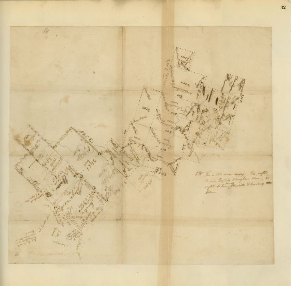 A hand-drawn plat map of Elkcorn (Elkhorn?) Creek.