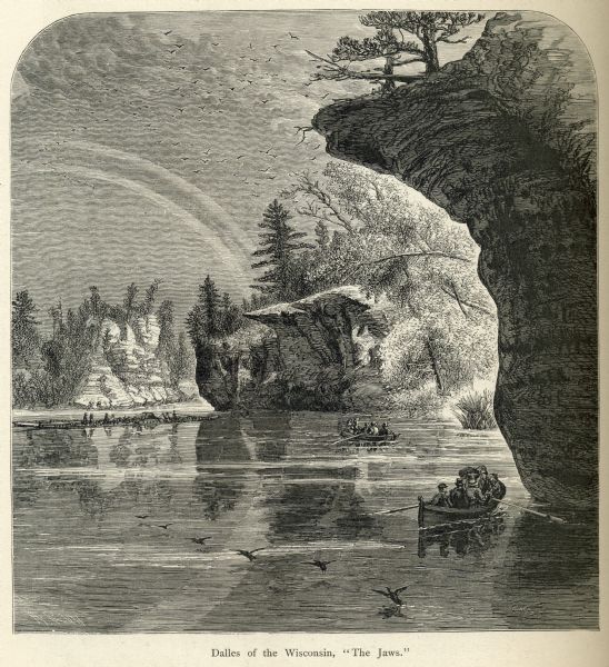 Engraved view of "The Jaws" in the Wisconsin Dells.
