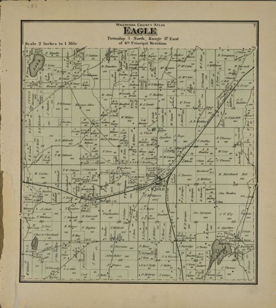 Plat map of the township of Eagle (T5N, R17E) at a scale of 2 inches to one mile.