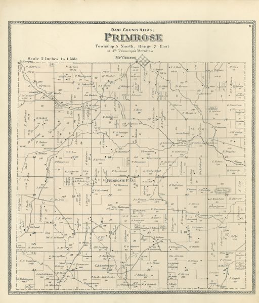 A map of the township of Primrose from the "Atlas of Dane County."