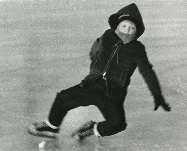 Douglas Reeder, 6, of Fox Point takes a tumble while skating at a Fox Point ice rink.