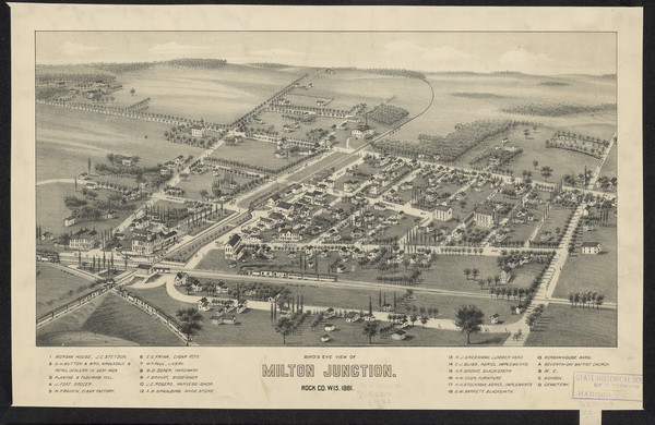 Bird's-eye map of Milton Junction.