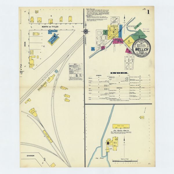 Sheet 1 of a Sanborn map of Mellen.