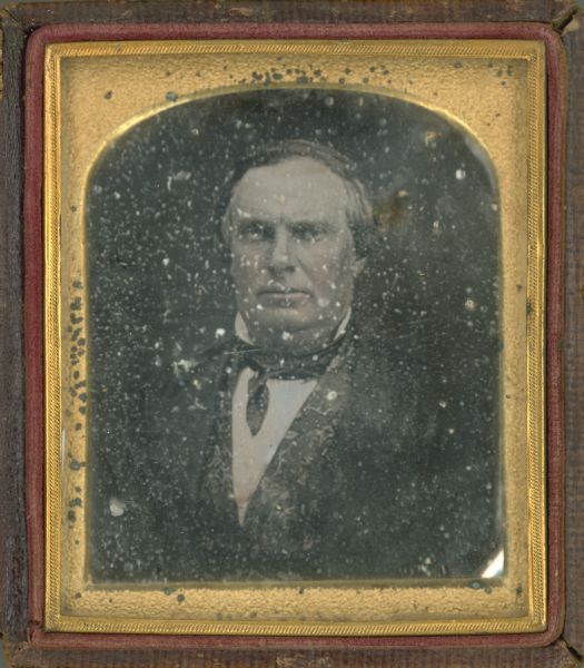 Sixth plate daguerreotype of William Lamont, quarter length, facing forward, torso slightly left. 