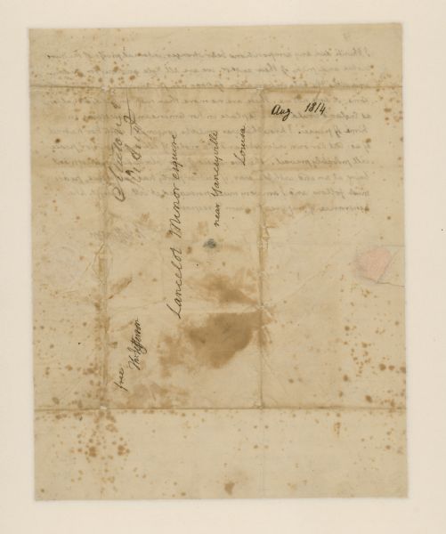 The address cover page of a letter written by Thomas Jefferson to Lancelot Minor.