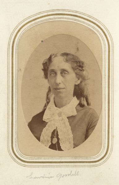 Quarter-length oval framed portrait of Lavinia Goodall.
