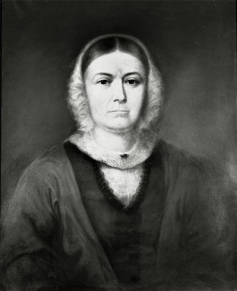 Waist-up portrait of Anna Harrison, painted by her son Mark R. Harrison.