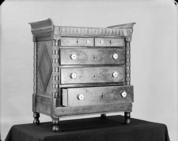 Chest of drawers that was handcrafted by Aslak Lie, a Norwegian-American.