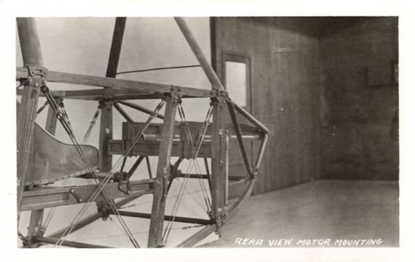 Photographic postcard showing the motor mounting in Alfred Lawson's Military Tractor 2 (M.T.2).