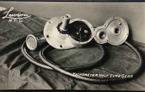 Photographic postcard showing detail of the tachometer for the Lawson Military Tractor 2 (M.T.2).